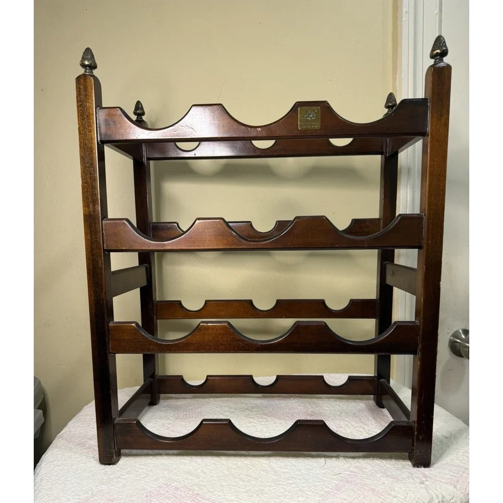 Bombay Company Wood Freestanding 12-Bottle Wine Rack Dark Brown 19.5in